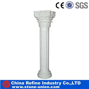 Handcraft Pure White Marble Roman Columns Decorated Pillars
