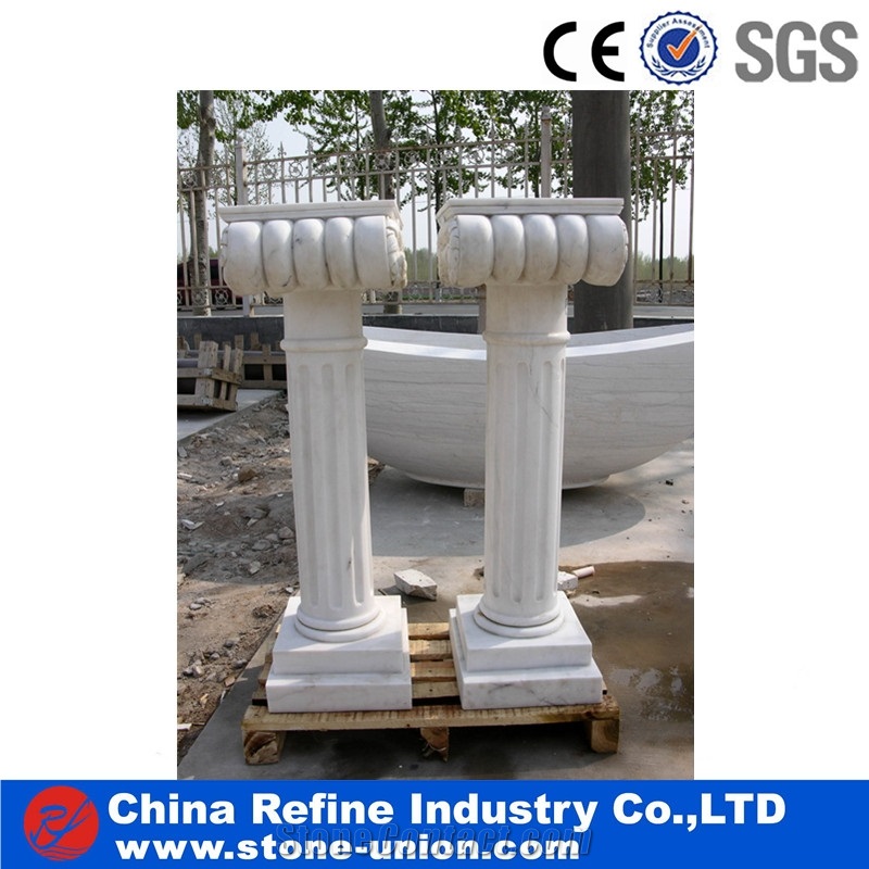 Hunan White Marble Sculptured Columns,Roman Columns