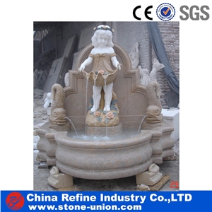 Mixed Color Marble Stone Hand Carving Wall Mounted Fountains