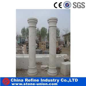 Pure White Marble Big Columns,Carving Marble Stone Pillars