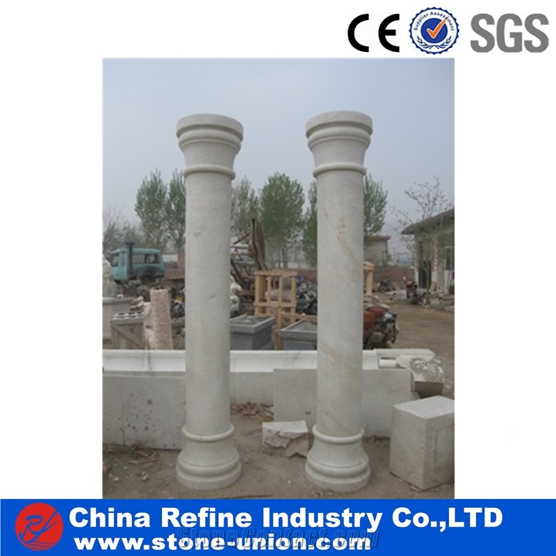 Pure White Marble Hand Carving Marble Stone Rome Pillars