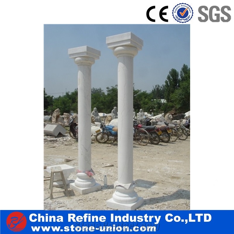 Pure White Marble Hand Carving Marble Stone Rome Pillars