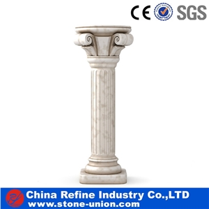 Pure White Marble Hand Carving Roman Columns & Pillars