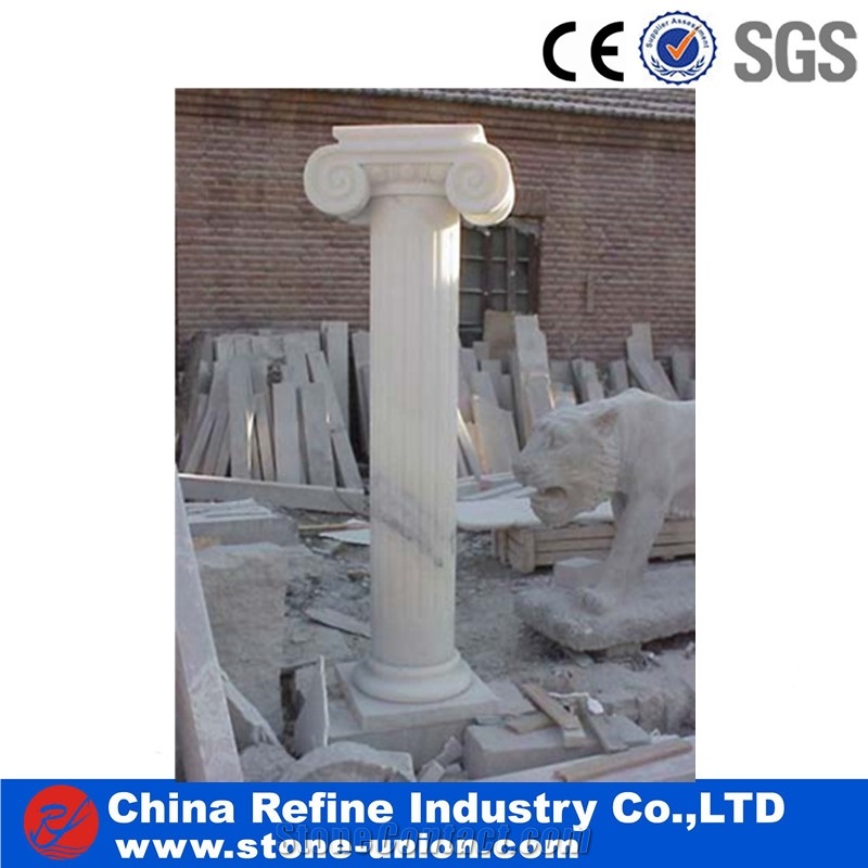 Pure White Marble Rome Columns With Flower Pots & Planters