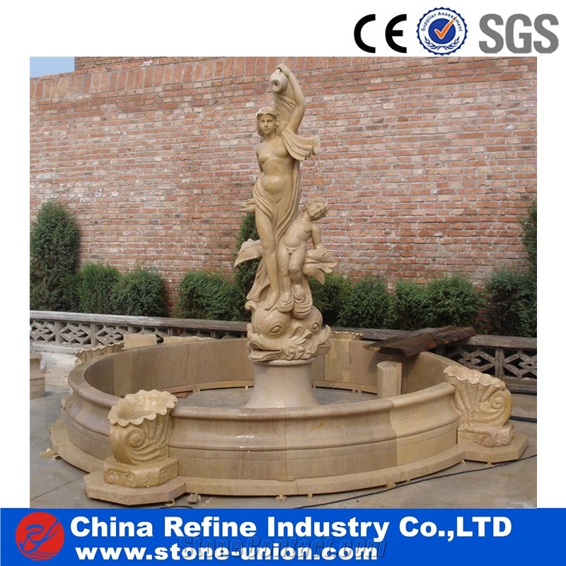 Red Cheap Marble Polished Water Fountains for Sale