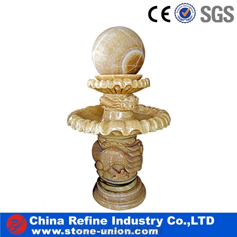 Red Fountains Rolling Balls, Carving Garden Marble Fountains