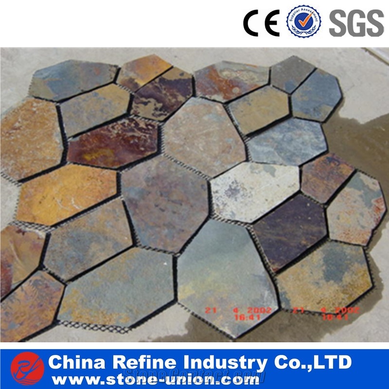 Rusty Multi Color Slate Paving Covering Stone Flagstones