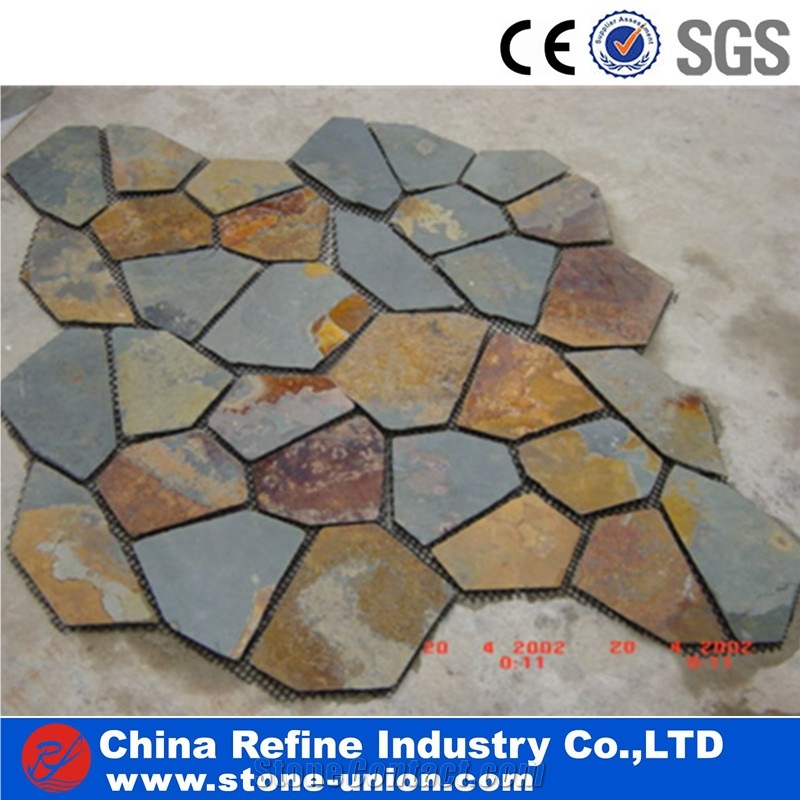 Rusty Multi Color Slate Paving Covering Stone Flagstones