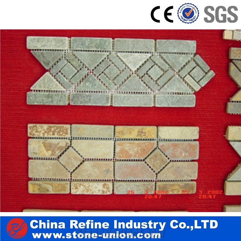 Rusty Slate Mosaic Border Moldings Tiles & Flooring Pavers
