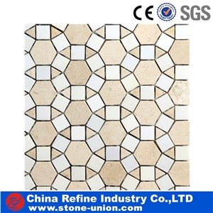 White Marble Customized Mosaic, Marble Hexagon Mosaic Design