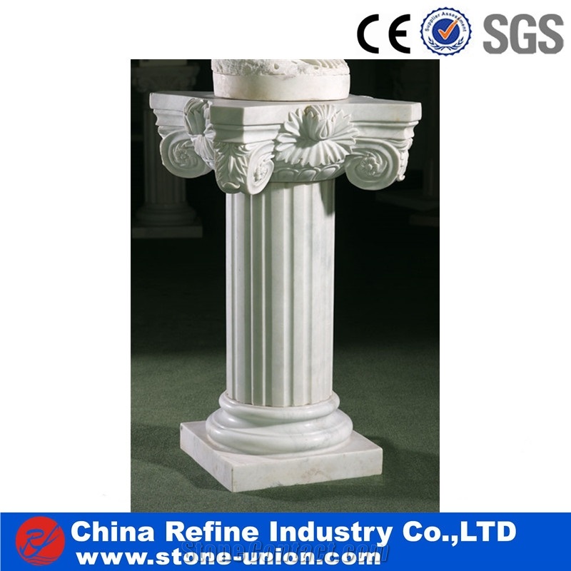 White Modern Sculptured Handcraft Carving Stone Columns