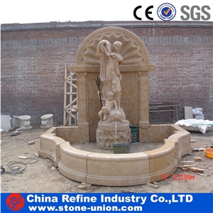 Yellow Limestone Sculptured Wall Mounted Fountains