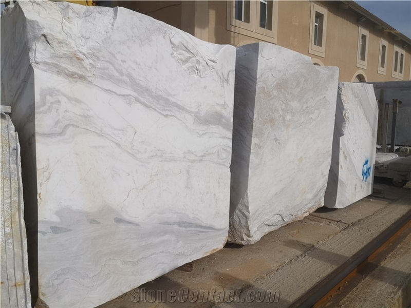 Bookmatch Volakas Marble Blocks with Large Veins