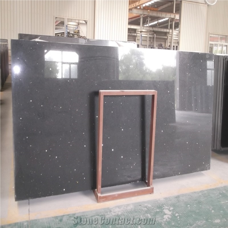 Black Quartz Slab Tiles for Countertops Wall Pavers