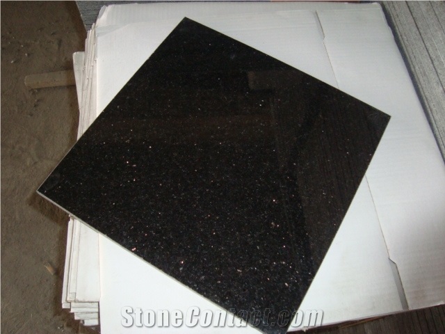 India Black Galaxy Granite Tiles Slab for Countertops