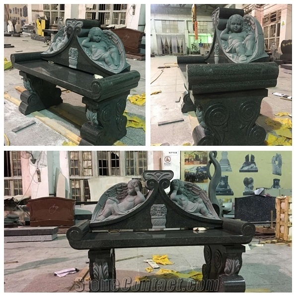China Ever Green Granite Polished Baby Carving Monuments