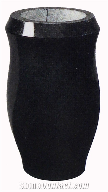 Black Granite Stone Urn, Vases
