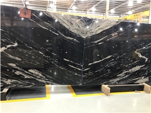 Cosmic Black With White Veins Marble Slabs