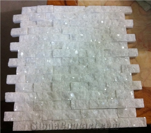 Crystal White Marble Face Splited Brick Mosaic Tile