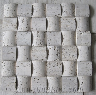 Travertine Marble 3D Cambered Mosaic Tile