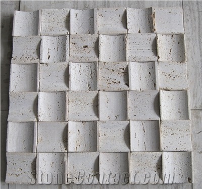 Travertine Marble 3D Cambered Mosaic Tile