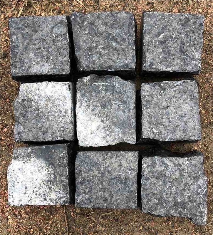 Labradorite Volga Blue Granite Cobble Stone-Bottom Cut Other Sides Split