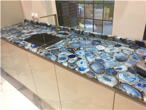 Blue Agate Tile for Kitchen Countertop Bar Table