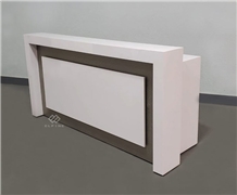 High Glossy White Marble Office Reception Desk Design