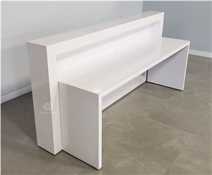 High Glossy White Marble Office Reception Desk Design