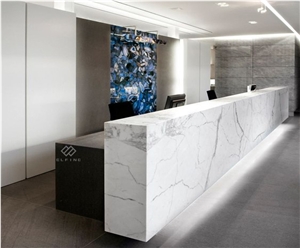 Curved 5 Star Artificial Marble Hotel Reception Counter