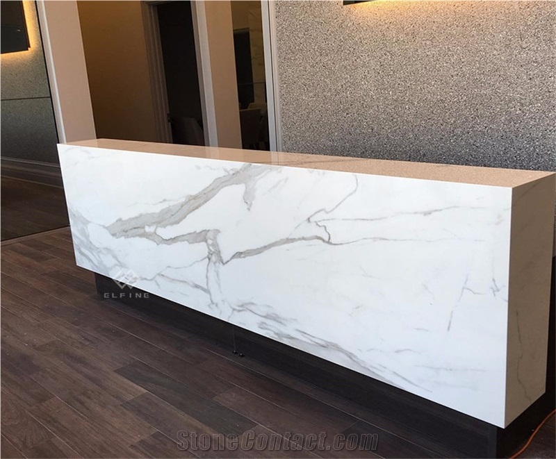 Curved 5 Star Artificial Marble Hotel Reception Counter