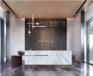 Curved 5 Star Artificial Marble Hotel Reception Counter