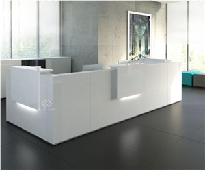High Glossy White Hospital Faux Marble Nurse Station Counter