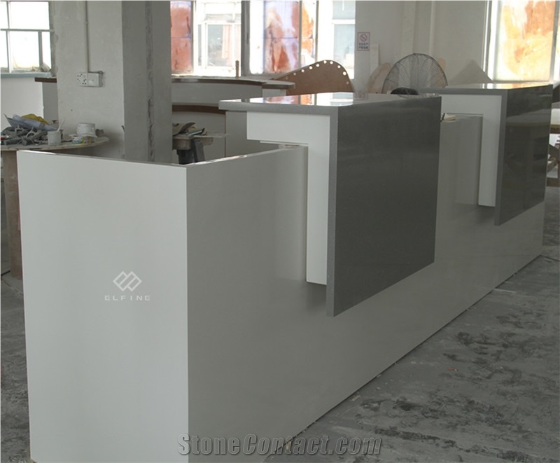 High Glossy White Hospital Faux Marble Nurse Station Counter