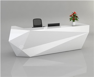 Unique Design White Diamond Shape Marble Reception Desk