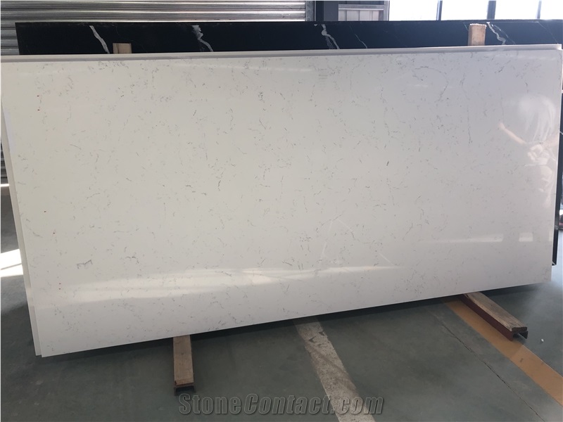 Super White Statuario Marble Quartz Slab / Tile
