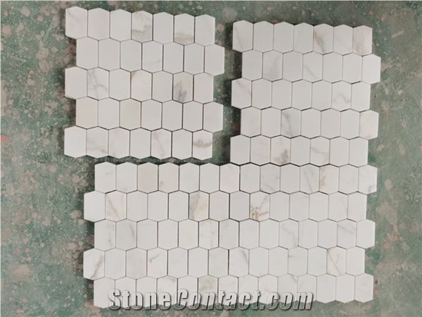 White Marble Calcatta Gold Bathroom Mosaic;Kitchen Tile