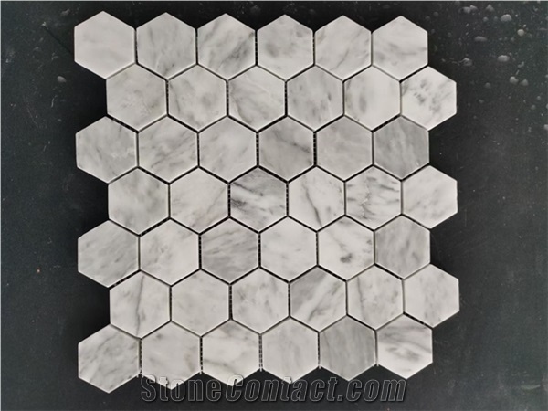 White Marble Hexagon Polished Mosaic For Kitchen;Bathroom