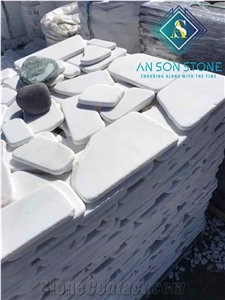 Garden Stone Tumbled White Marble Flagstone Paver