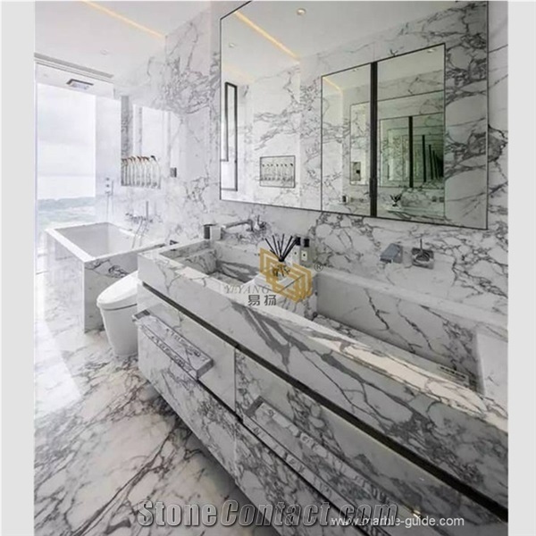 Arabescato White Marble Bathroom Vanity Top Design