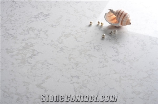 Polished Slabs White Quartz Stone for Countertop Wall Floor