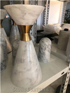 Carrara White Marble Home Stone Candle Holders