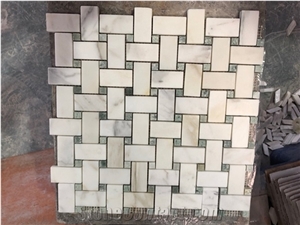 Calacatta Gold Marble 1"X2" Basketweave Mosaic Tile