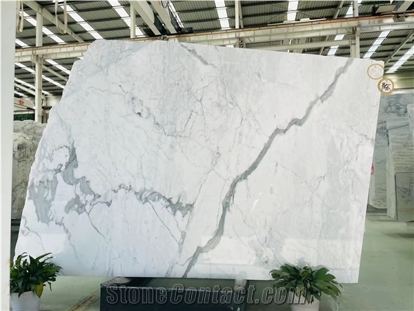 Calacatta Carrara White Marble Stone Polished Slabs Tiles