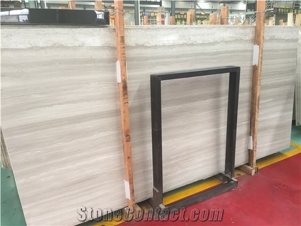 China White Marble Wooden Veins Wall Slabs Cut to Size