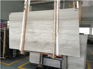 China White Wooden Marble Slab Tile Wall Floor Project