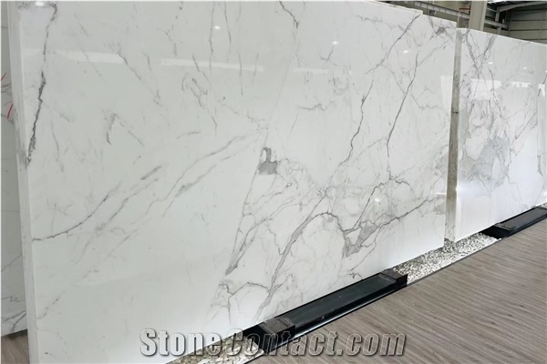 Natural White Marble Carrara Calacatta Stone Slab Tile