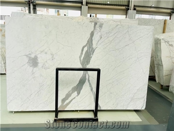 Premium Grade Italy White Marble Calacatta Stone Slabs Tiles