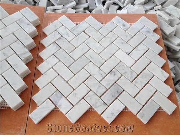 White Marble Bathroom Mosaic Kithcen Backsplash Tile