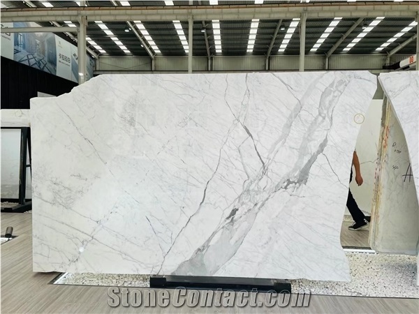 White Marble Calacatta Carrara Stone Polished Slab Wall Tile